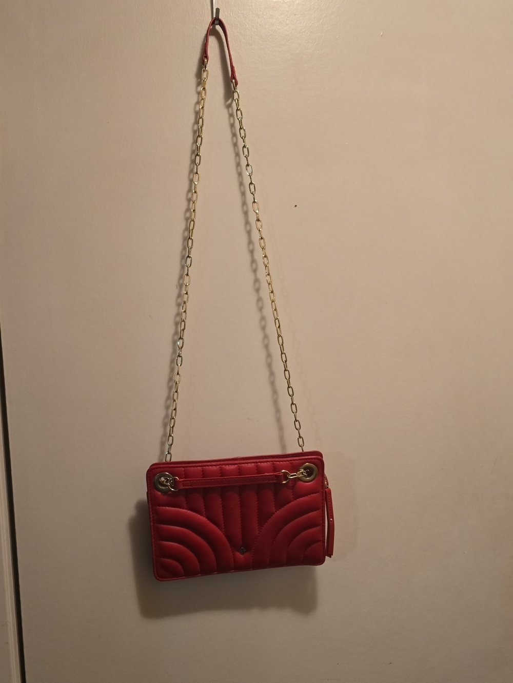 ANTONIO MELANI Red Quilted Chain Shoulder Bag